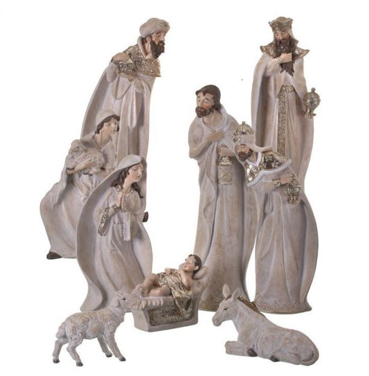 Nativity Set with Gold Trim- 9 Pieces